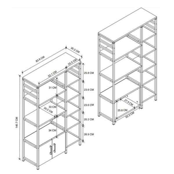 Έπιπλο κουζίνας Benito Megapap χρώμα μαύρο - ανθρακί 83,6x30,2x140,7εκ. - Image 2