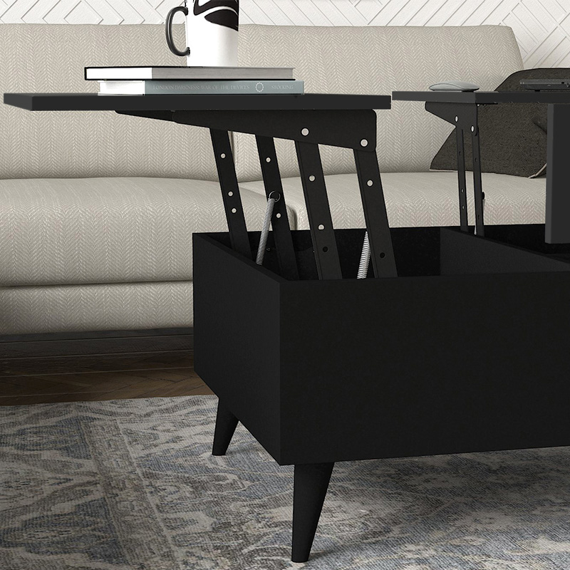 Τραπεζάκι σαλονιού Roy Megapap με σερβιτόρο χρώμα μαύρο 121x69x40εκ. - Image 3