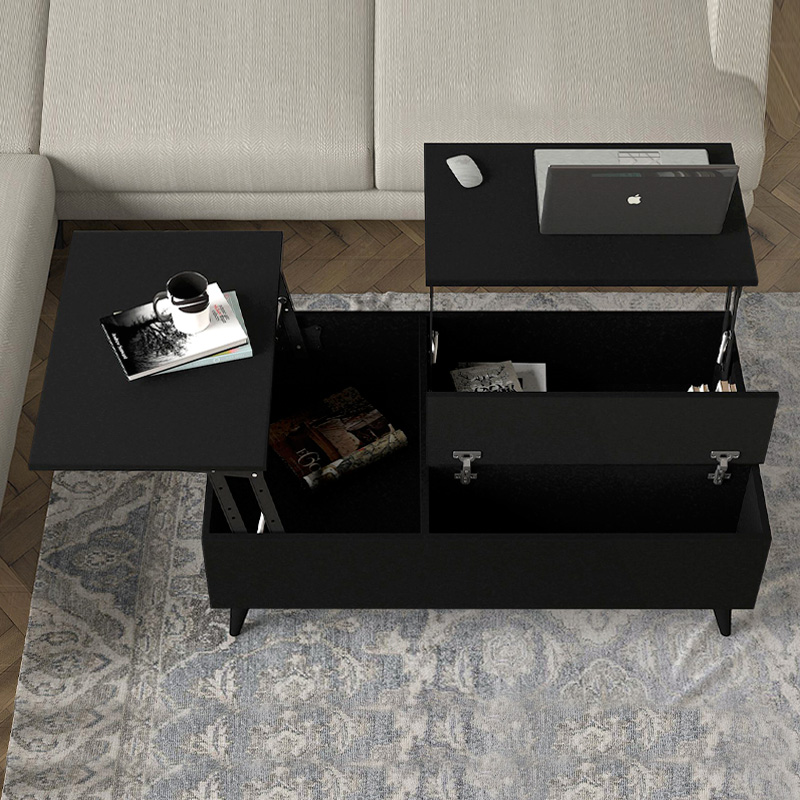 Τραπεζάκι σαλονιού Roy Megapap με σερβιτόρο χρώμα μαύρο 121x69x40εκ. - Image 4