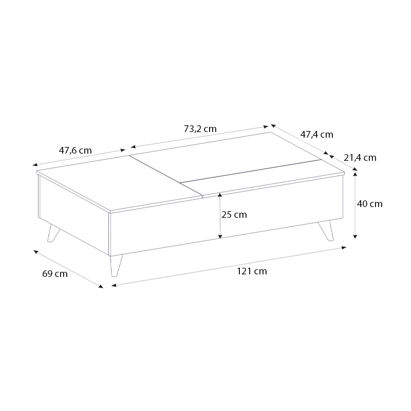 Τραπεζάκι σαλονιού Roy Megapap με σερβιτόρο χρώμα μαύρο 121x69x40εκ. - Image 7