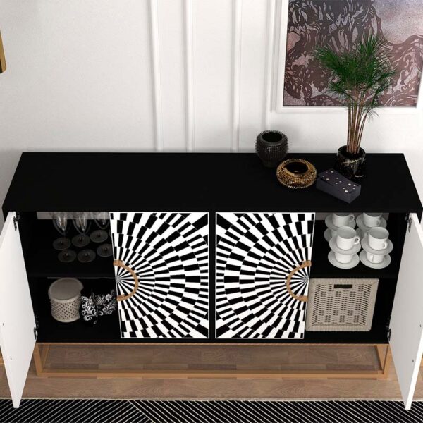 Μπουφές Gradel Megapap χρώμα μαύρο - ασπρόμαυρο 150x35x83,6εκ. - Image 3