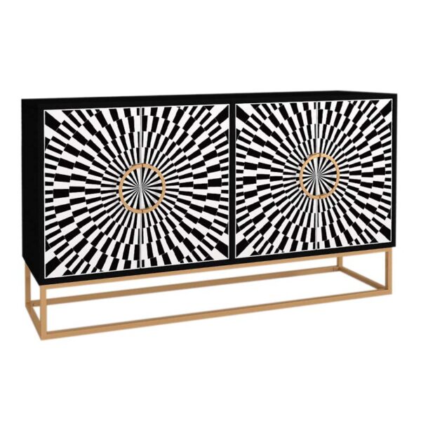 Μπουφές Gradel Megapap χρώμα μαύρο - ασπρόμαυρο 150x35x83,6εκ. - Image 4