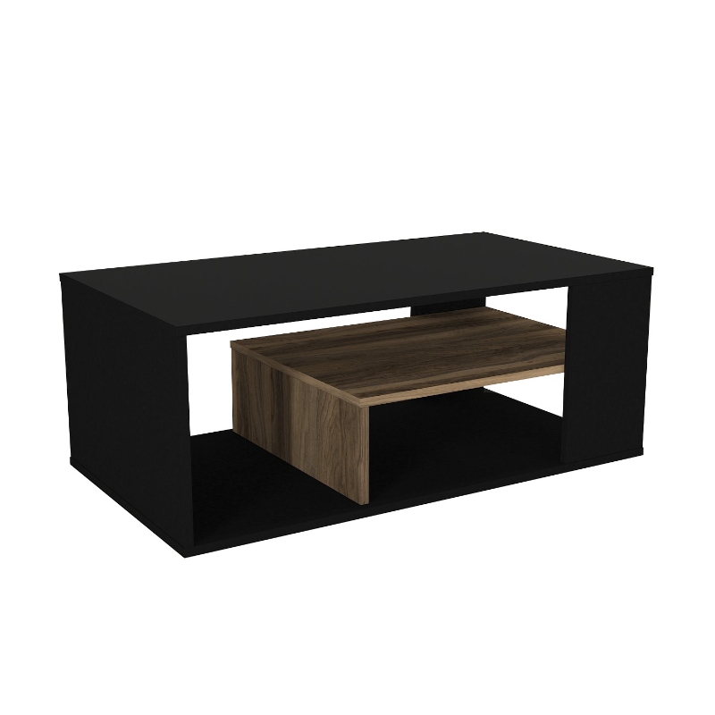 Τραπεζάκι σαλονιού Abdera Megapap χρώμα μαύρο - καρυδί 110x60x42εκ. - Image 5