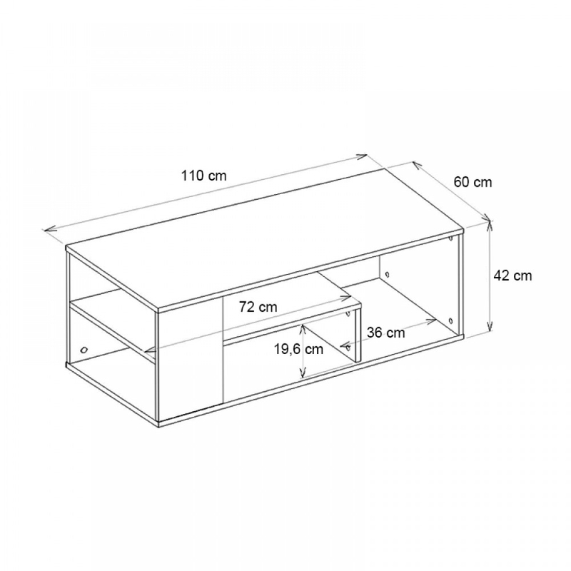 Τραπεζάκι σαλονιού Abdera Megapap χρώμα μαύρο - καρυδί 110x60x42εκ. - Image 6
