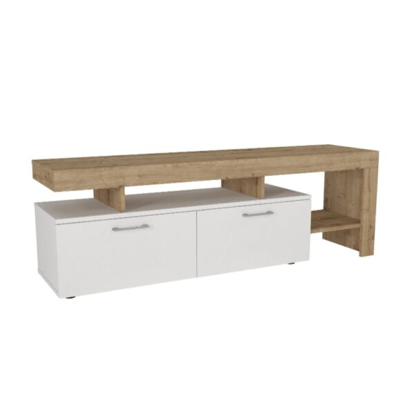 Έπιπλο τηλεόρασης Acnes Megapap χρώμα λευκό - sapphire oak 160x40x53εκ. - Image 4