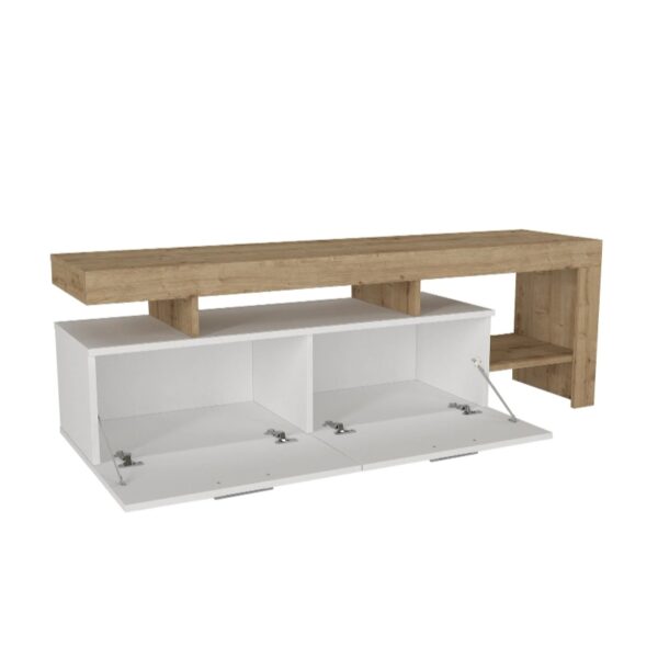 Έπιπλο τηλεόρασης Acnes Megapap χρώμα λευκό - sapphire oak 160x40x53εκ. - Image 5