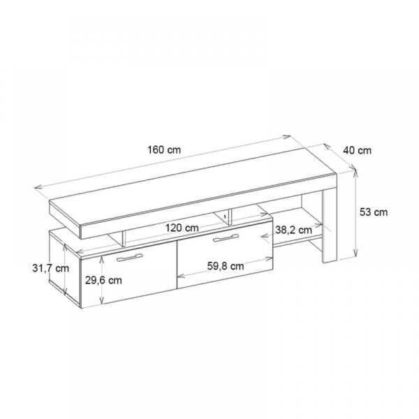 Έπιπλο τηλεόρασης Acnes Megapap χρώμα λευκό - sapphire oak 160x40x53εκ. - Image 6