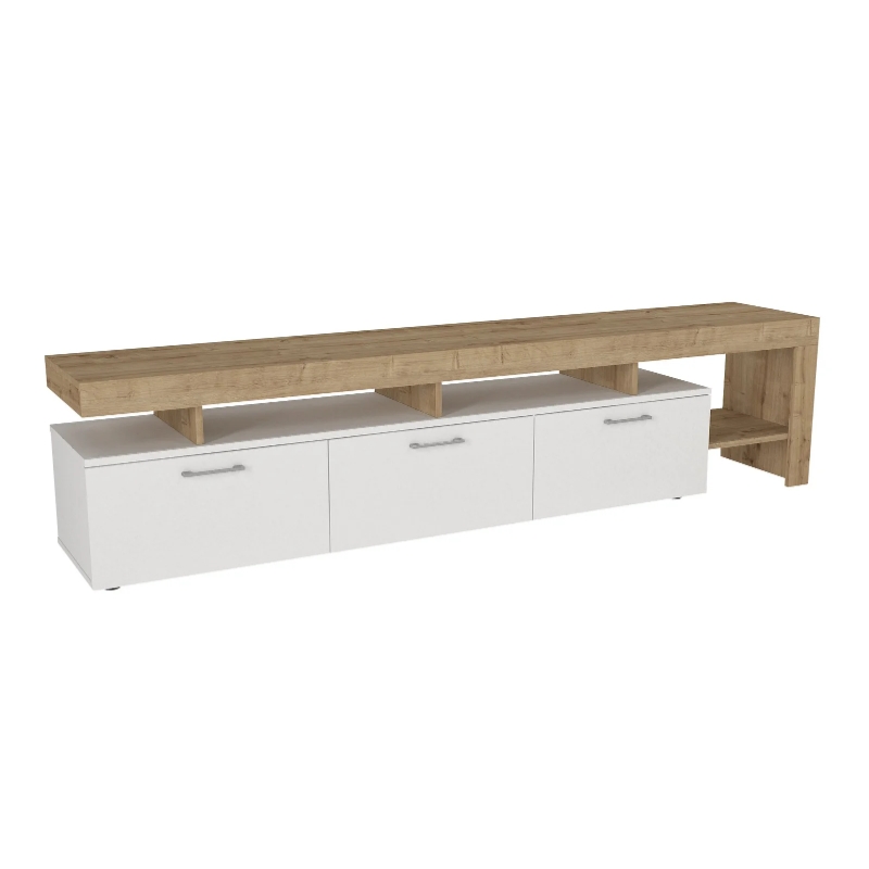 Έπιπλο τηλεόρασης Acnes Megapap χρώμα λευκό - sapphire oak 220x40x52εκ. - Image 3