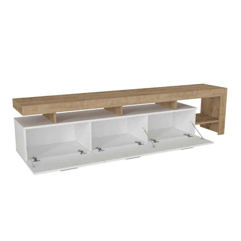 Έπιπλο τηλεόρασης Acnes Megapap χρώμα λευκό - sapphire oak 220x40x52εκ. - Image 4