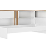 Andrea κρεβάτι μονό με ράφια 219x121x97εκ. ( για στρώμα 90x190εκ. ) Λευκό / Helvezia Oak