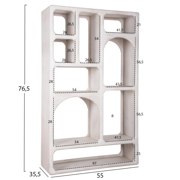 ΒΙΒΛΙΟΘΗΚΗ HANDYR HM9707 ΜΑΣΙΦ ΞΥΛΟ MANGO ΣΕ ΛΕΥΚΟ ΧΡΩΜΑ 100x35x165Yεκ. - Image 2