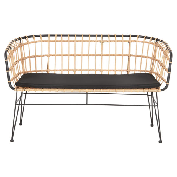ΠΑΓΚΑΚΙ ΔΙΘΕΣΙΟ ALLEGRA HM5692.11 P.E.RATTAN ΜΠΕΖ-ΜΑΥΡΟΣ ΜΕΤΑΛ.ΣΚΕΛΕΤΟΣ 125x60x77Υεκ - Image 3