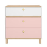 Romy συρταριέρα με 3 συρτάρια 81x45x82εκ. Λευκό / Ροζ / Blond Oak