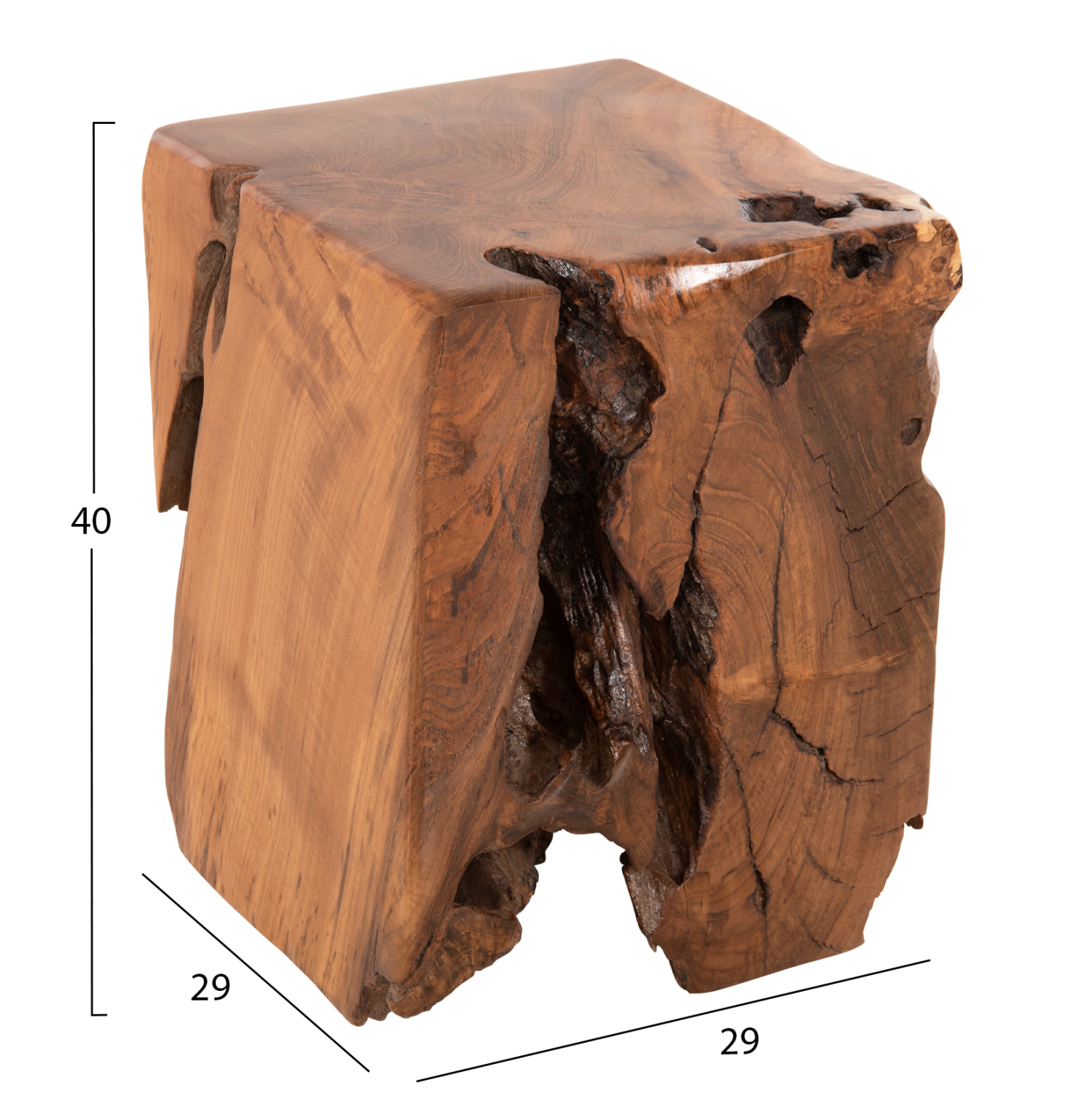 ΣΚΑΜΠΟ ΧΑΜΗΛΟΥ ΥΨΟΥΣ KUMO HM7893 ΜΑΣΙΦ ΞΥΛΟ TΕΑK ΦΥΣΙΚΟ 30X30X40Υεκ. - Image 2