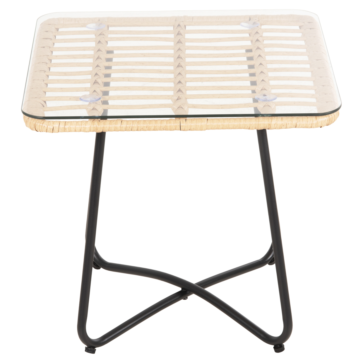 ΤΡΑΠΕΖΑΚΙ GERRY HM5717.11 ΜΕ WICKER ΜΠΕΖ-ΜΑΥΡΟ ΜΕΤΑΛ.ΣΚΕΛΕΤΟ 50x50x47,5Υεκ. - Image 3