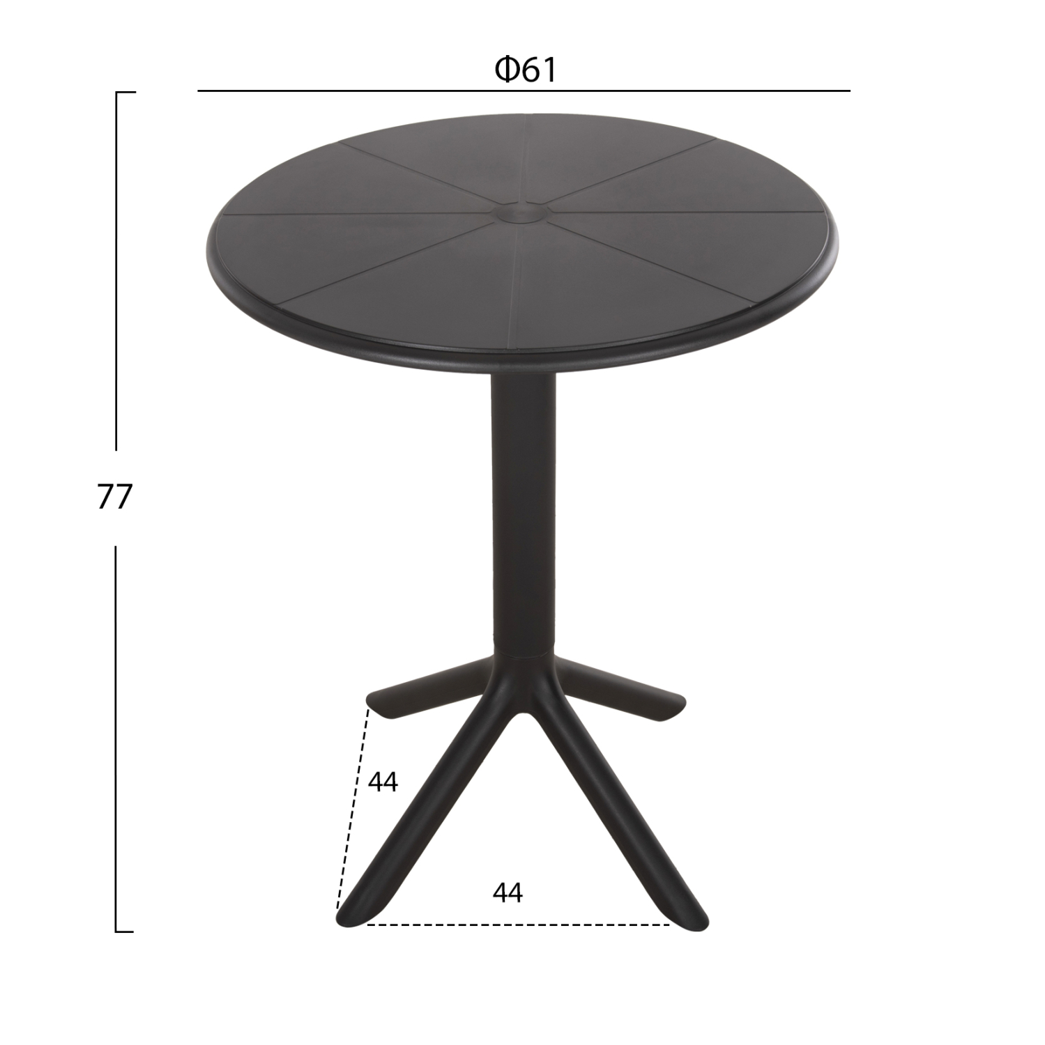 ΤΡΑΠΕΖΙ ΠΟΛΥΠΡΟΠΥΛΕΝΙΟΥ ΣΤΡΟΓΓΥΛΟ TERRIN HM6124.12 ΜΑΥΡΟ Φ60x75Υεκ. - Image 2