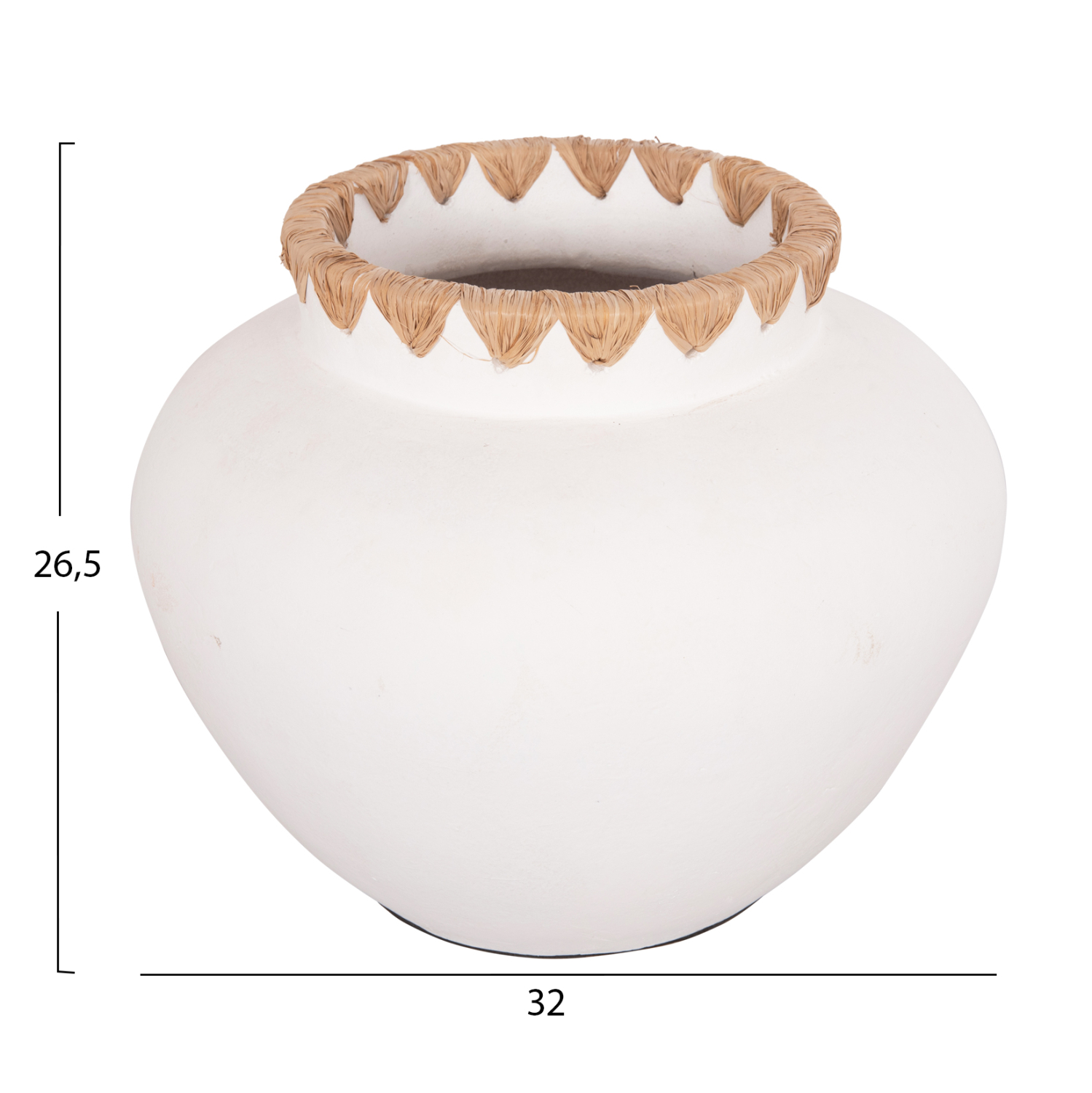 ΔΙΑΚΟΣΜΗΤΙΚΟ ΒΑΖΟ RENTON(L) HM4371 ΤΕΡΑΚΟΤΑ ΛΕΥΚΗ-ΠΛΕΞΗ ΨΑΘΑΣ ΣΤΟ ΣΤΟΜΙΟ Φ32x26,5Υεκ - Image 2