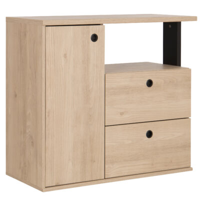 Duplex συρταριέρα με 2 συρτάρια & 1 ντουλάπι 90x40x80εκ. Black/Natural Chestnut