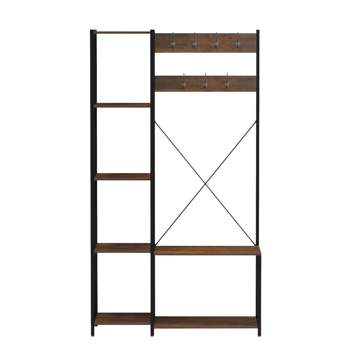 ΕΠΙΠΛΟ ΕΙΣΟΔΟΥ/ΑΝΟΙΧΤΗ ΝΤΟΥΛΑΠΑ ARANJA HM18083 ΜΕΤΑΛΛΟ ΜΑΥΡΟ-ΜΕΛΑΜΙΝΗ ΚΑΦΕ 100x46x180Υεκ. - Image 3