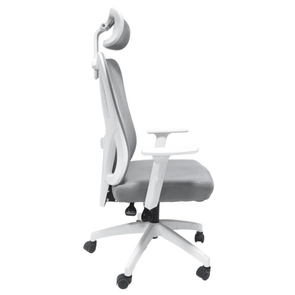 ΚΑΡΕΚΛΑ ΓΡΑΦΕΙΟΥ MEXER HM1195.02 ΓΚΡΙ MESH-ΜΕΤΑΛ.ΒΑΣΗ-ΣΚΕΛΕΤΟΣ ΛΕΥΚΟΣ 68x70x136Υεκ. - Image 3