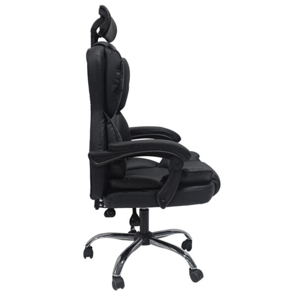 ΚΑΡΕΚΛΑ ΓΡΑΦΕΙΟΥ OCTAVIUS HM1202 ΜΑΥΡΟ PVC & NYLON-ΜΕΤΑΛ.ΧΡΩΜΙΟ ΒΑΣΗ 63x73x129Υεκ - Image 3