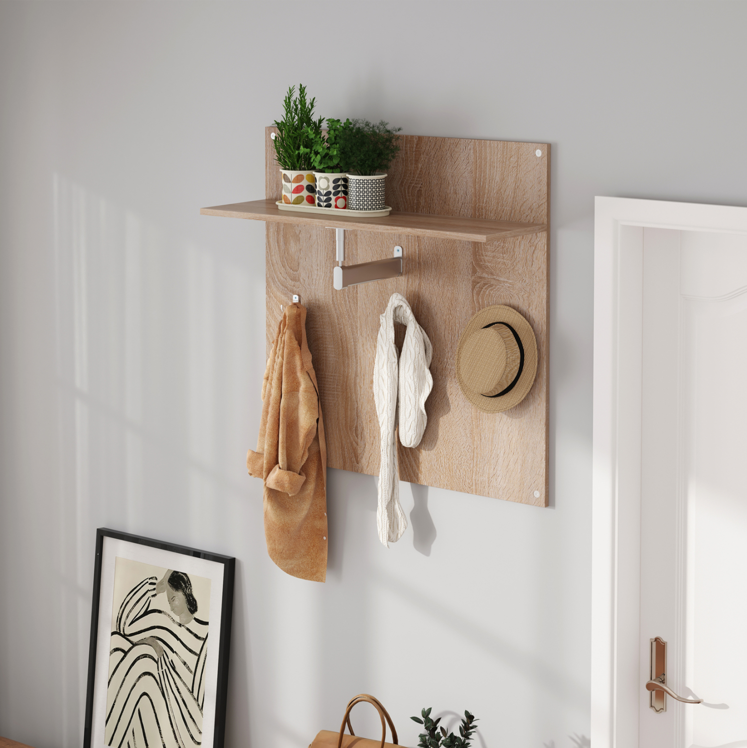 ΚΡΕΜΑΣΤΡΑ ΜΕ ΡΑΦΙ HM4361 ΜΕΛΑΜΙΝΗ ΣΕ ΣΟΝΑΜΑ 80x80x25(βάθος ραφιού)εκ - Image 3