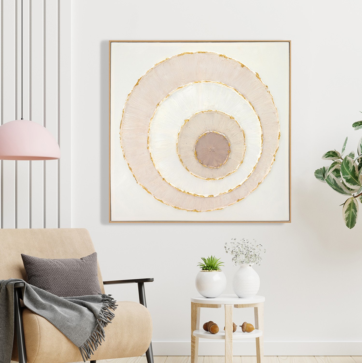 ΠΙΝΑΚΑΣ TOIXOY HM4559 ΜΕ ΚΟΡΝΙΖΑ ΜΠΕΖ-ΚΑΜΒΑΣ ΚΥΚΛΟΙ 82x4,5x82Υεκ. - Image 3