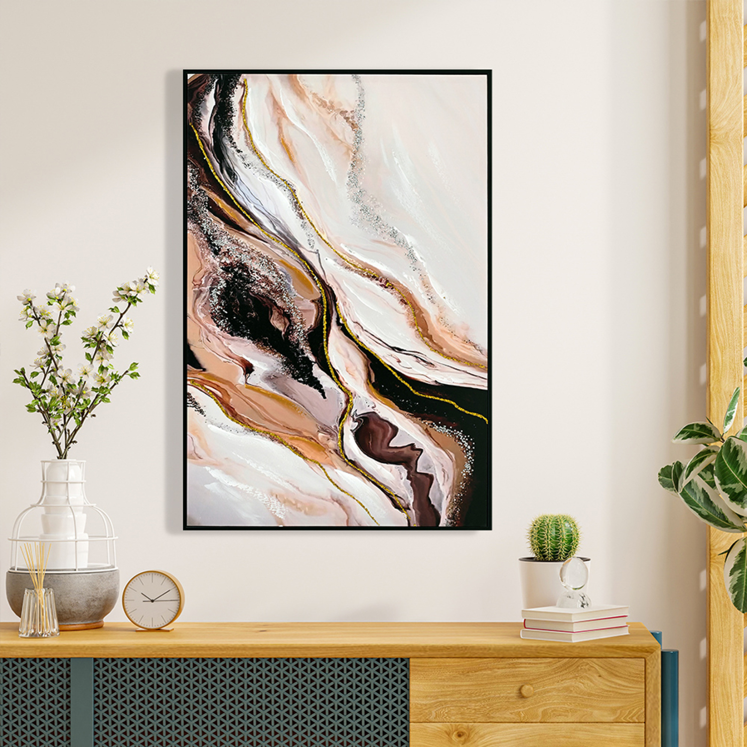 ΠΙΝΑΚΑΣ TOIXOY HM4560 ΜΕ ΚΟΡΝΙΖΑ ΜΑΥΡΗ-ΚΑΜΒΑΣ ΕΚΤΥΠΩΣΗ ABSTRACT 62x4x92Υεκ. - Image 3