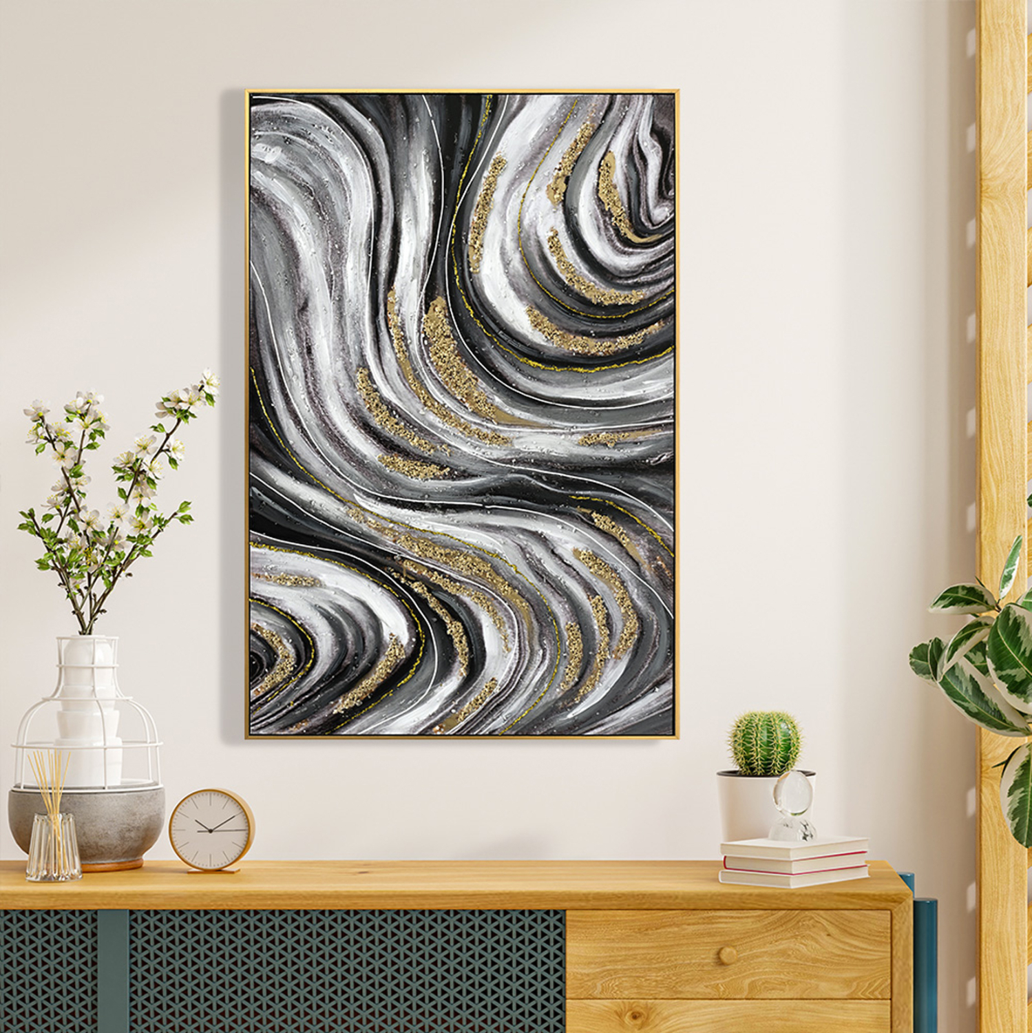 ΠΙΝΑΚΑΣ TOIXOY HM4561 ΜΕ ΚΟΡΝΙΖΑ ΜΠΕΖ-ΚΑΜΒΑΣ ΕΚΤΥΠΩΣΗ ABSTRACT 62x4,5x92Υεκ. - Image 3