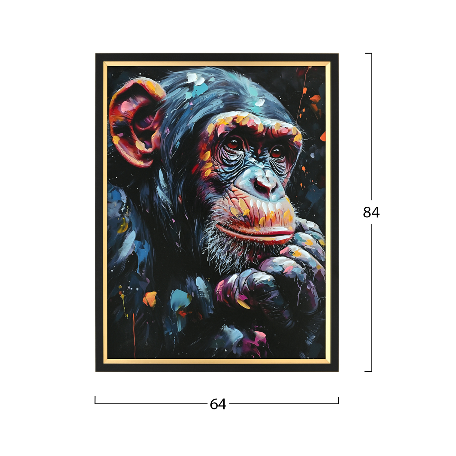 ΠΙΝΑΚΑΣ TOIXOY SIMIA HM4563 ΜΕ ΚΟΡΝΙΖΑ ΜΑΥΡΗ-ΚΑΜΒΑΣ ΕΚΤΥΠΩΣΗ ΠΙΘΗΚΟΣ 64x4,5x84Υεκ. - Image 2