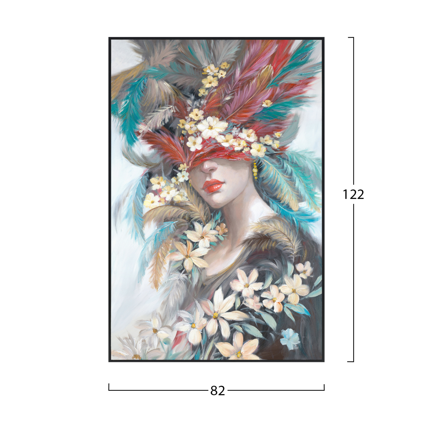 ΠΙΝΑΚΑΣ TOIXOY ONNANOKO HM4564 ΜΕ ΚΟΡΝΙΖΑ ΜΑΥΡΗ-ΚΑΜΒΑΣ ΕΚΤΥΠΩΣΗ ΓΥΝΑΙΚΕΙΟ ΠΡΟΣΩΠΟ 82x4,5x122Υεκ. - Image 2