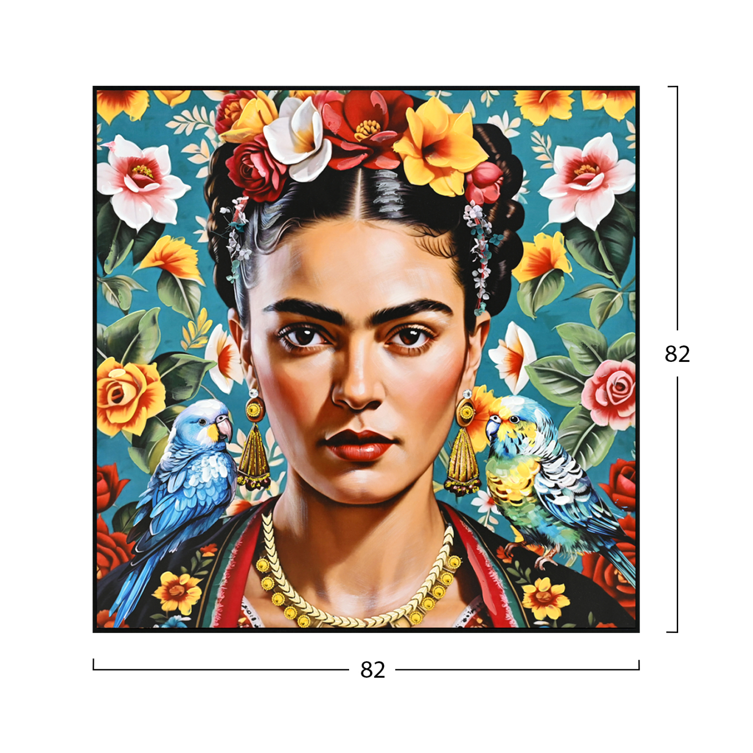 ΠΙΝΑΚΑΣ TOIXOY PARROTS HM4567 ΜΕ ΚΟΡΝΙΖΑ ΜΑΥΡΗ-ΚΑΜΒΑΣ ΕΚΤΥΠΩΣΗ 82x4,5x82Υεκ. - Image 2