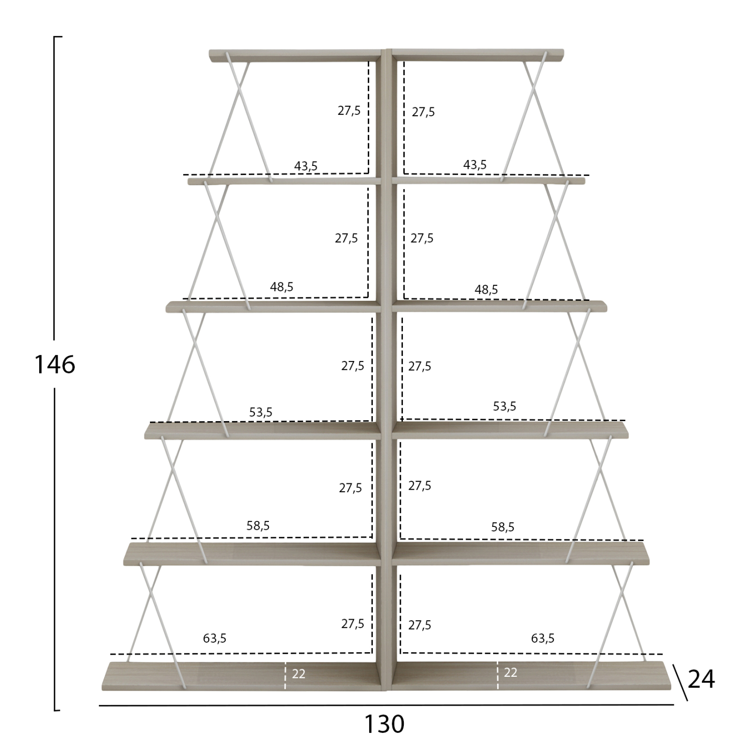 ΣΕΤ ΒΙΒΛΙΟΘΗΚΕΣ 2ΤΜΧ MINI TARS HM11772.11 ΜΕΛΑΜΙΝΗ SONAMA-ΛΕΥΚΟ 65x24x146Υεκ.(x2) - Image 2