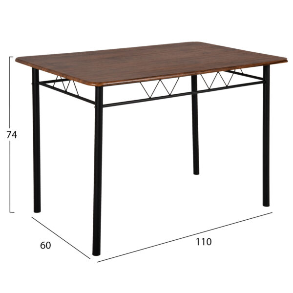 ΣΕΤ ΤΡΑΠΕΖΑΡΙΑΣ 5ΤΜΧ PEARY HM9416.11 ΜΕΤΑΛΛΟ ΜΑΥΡΟ-MDF ΚΑΡΥΔΙ 110x60x74Yεκ. - Image 3
