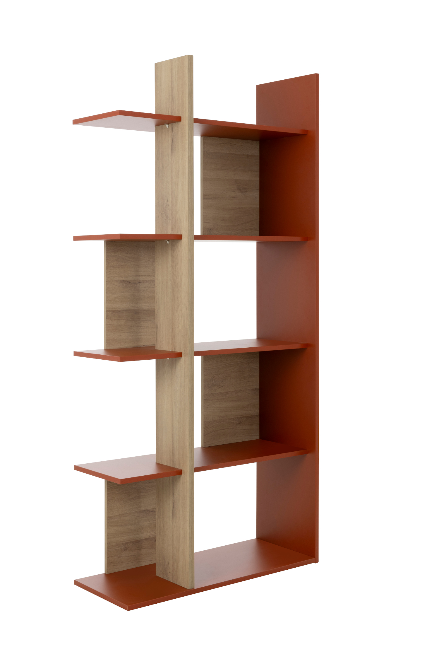 Epura βιβλιοθήκη 90x36x190εκ. Light Oak / Terracotta