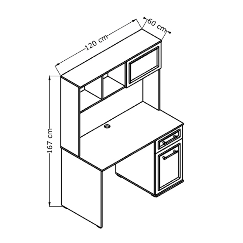 Γραφείο εργασίας Country Megapap χρώμα λευκό 120x60x167εκ. - Image 4