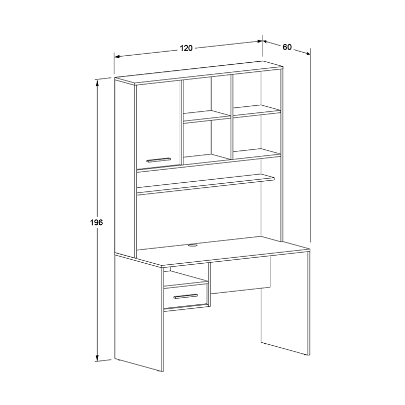 Γραφείο εργασίας London Megapap χρώμα λευκό - oak 120x60x196εκ. - Image 4