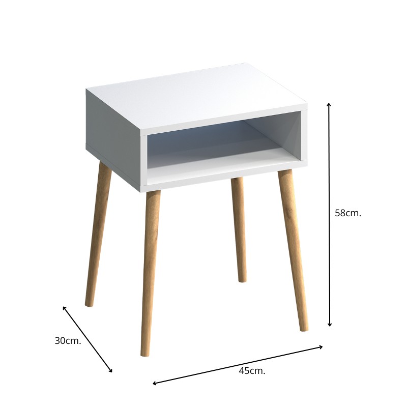 Κομοδίνο Fiona Megapap χρώμα λευκό 45x30x58εκ. - Image 5