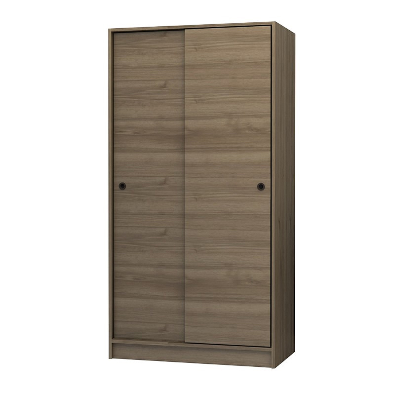 Ντουλάπα ρούχων Misra Megapap δίφυλλη συρόμενη χρώμα καρυδί 94x52x182εκ. - Image 4