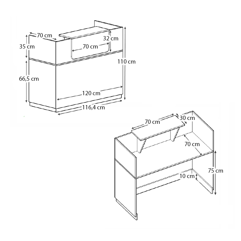 Γραφείο υποδοχής - reception Lemmon Megapap χρώμα γκρι σκυροδέματος 120x70x110εκ. - Image 3