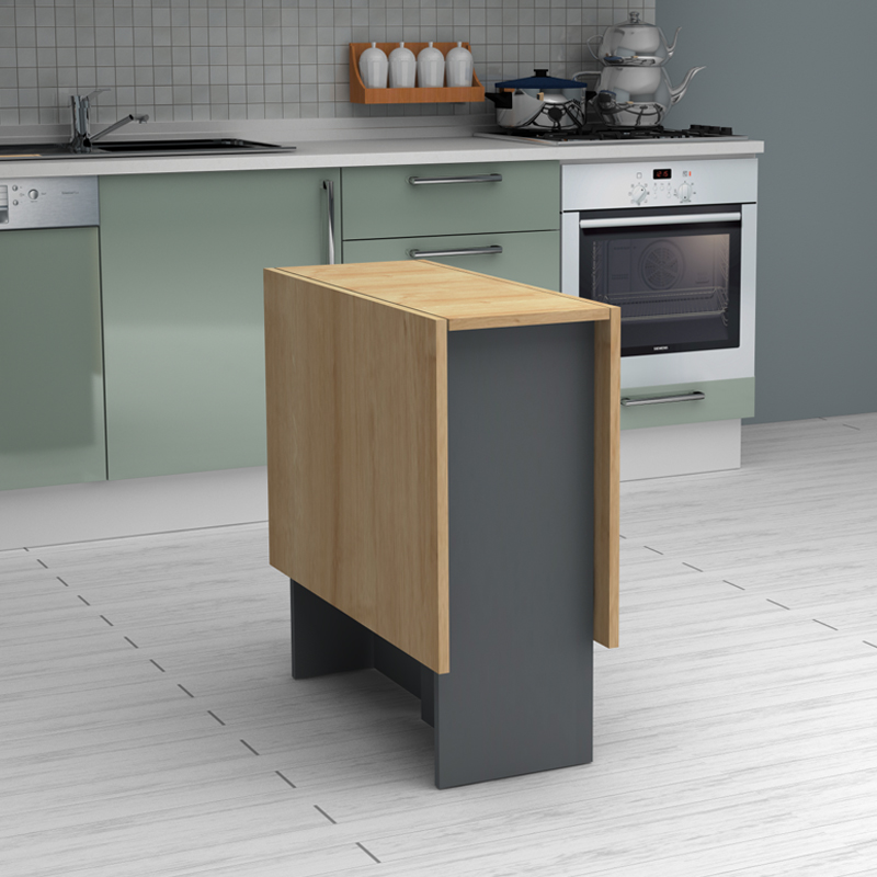 Τραπέζι Pepe Megapap επεκτεινόμενο χρώμα ανθρακί - φυσικό οξιάς 28(56+56)x77x75εκ. - Image 3