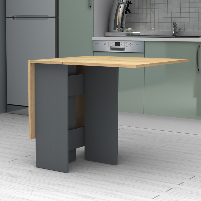 Τραπέζι Pepe Megapap επεκτεινόμενο χρώμα ανθρακί - φυσικό οξιάς 28(56+56)x77x75εκ. - Image 6