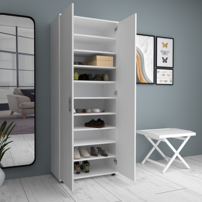 Ντουλάπα ρούχων - παπουτσοθήκη Eric Megapap δίφυλλη χρώμα λευκό 76x36x187εκ. - Image 2