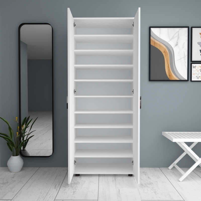 Ντουλάπα ρούχων - παπουτσοθήκη Eric Megapap δίφυλλη χρώμα λευκό 76x36x187εκ. - Image 3