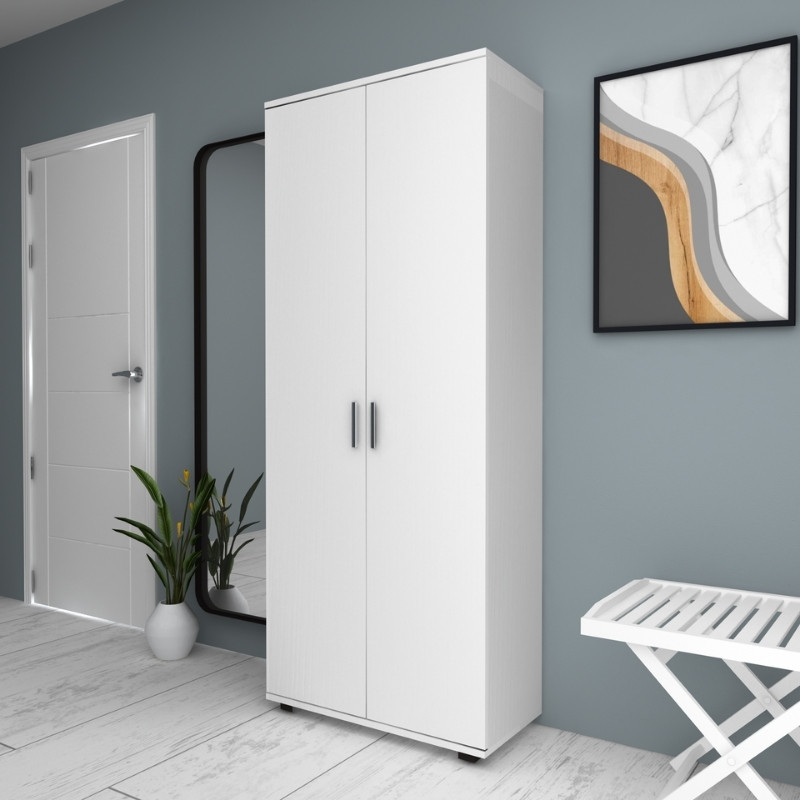 Ντουλάπα ρούχων - παπουτσοθήκη Eric Megapap δίφυλλη χρώμα λευκό 76x36x187εκ. - Image 4