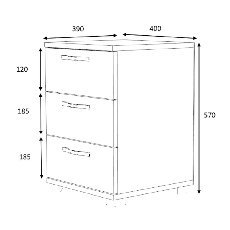 Κομοδίνο - συρταριέρα γραφείου Roco Megapap χρώμα καρυδί 40x39x57εκ. - Image 6