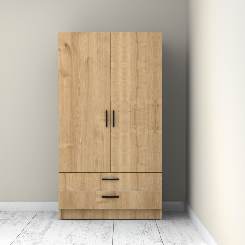 Ντουλάπα ρούχων Victoria Megapap δίφυλλη με συρτάρια χρώμα φυσικό οξιάς 100x60x181εκ. - Image 5