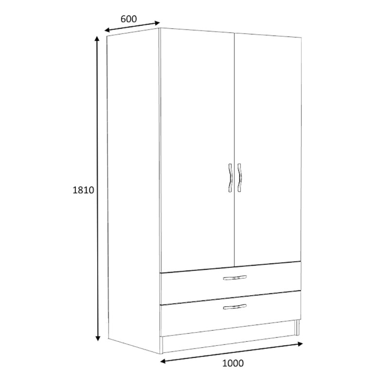 Ντουλάπα ρούχων Victoria Megapap δίφυλλη με συρτάρια χρώμα φυσικό οξιάς 100x60x181εκ. - Image 6