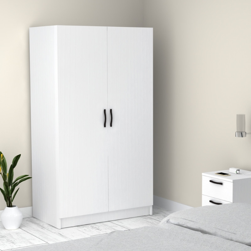 Ντουλάπα ρούχων Victoria Megapap δίφυλλη χρώμα λευκό 100x60x181εκ. - Image 3
