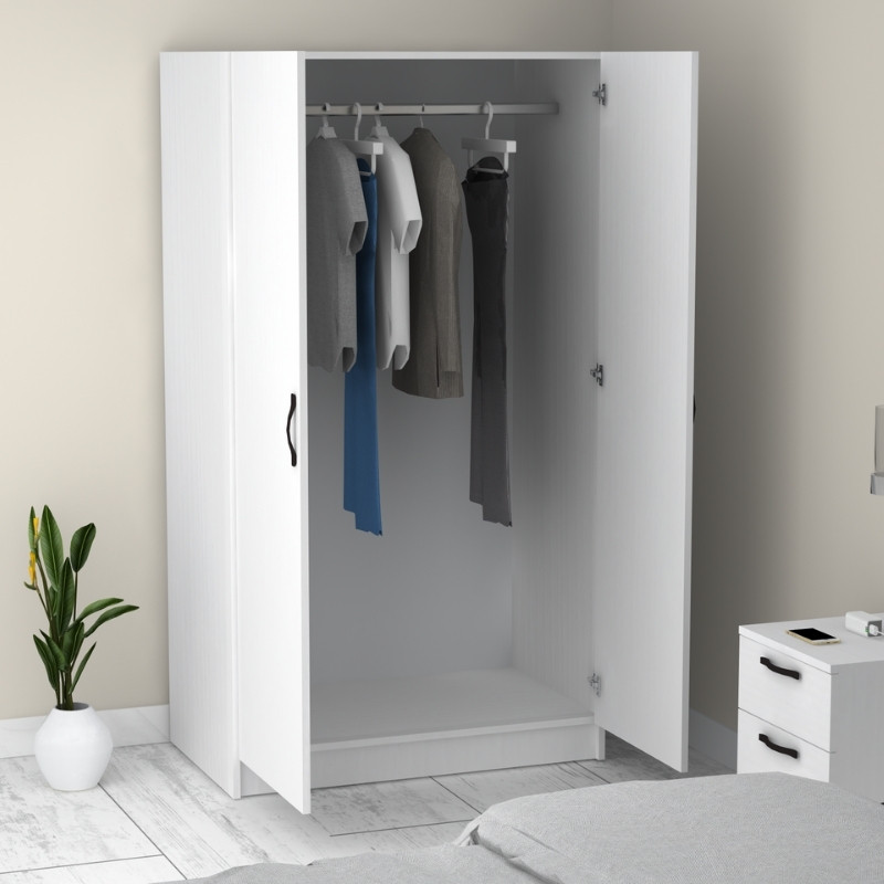 Ντουλάπα ρούχων Victoria Megapap δίφυλλη χρώμα λευκό 100x60x181εκ. - Image 4